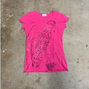 Disney World Hot Pink Graphic T Shirt Short Sleeve Women's Size Small